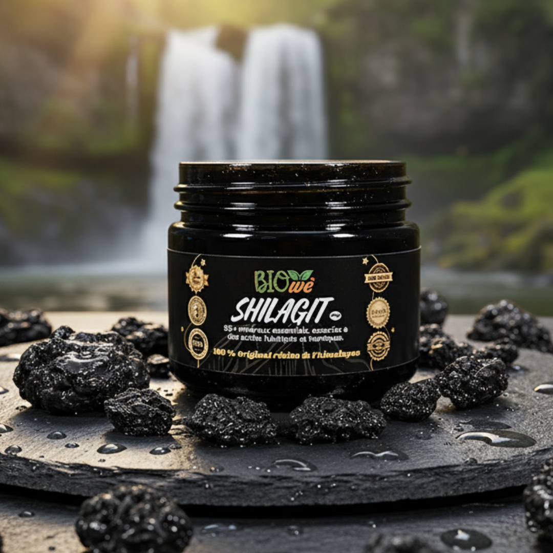 SHILAJIT BIO’WÈ – Résine pure de l’Himalaya | Vitalité, énergie et équilibre naturel
