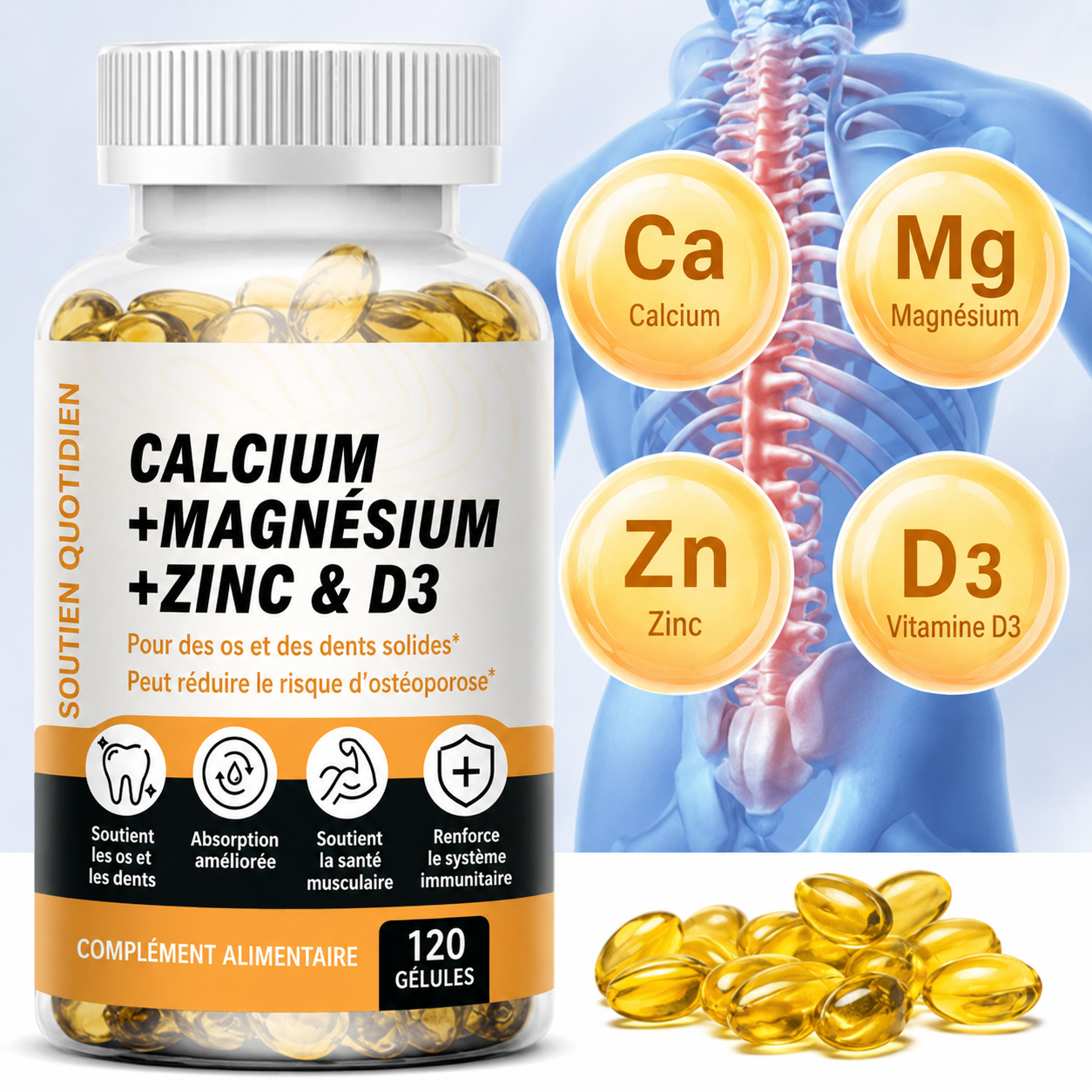 Calcium + Magnésium + Zinc & Vitamine D3