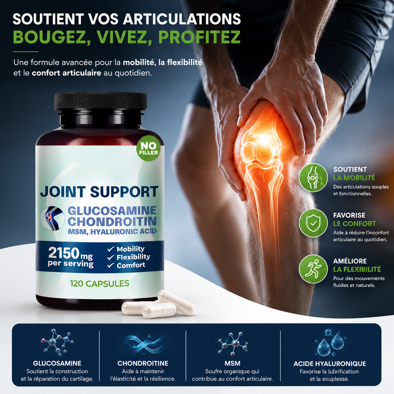 Joint Support _ Glucosamine • Chondroïtine • MSM • Acide Hyaluronique